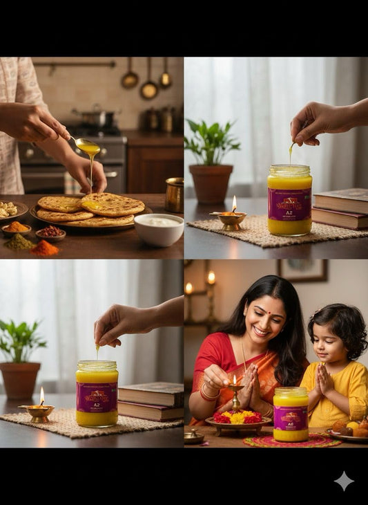 Vedic Tree Pure A2 Gir Cow Ghee (500 ml, Pack of 1) Traditional Bilona Method Curd-Based Desi Ghee for Cooking & Ayurveda