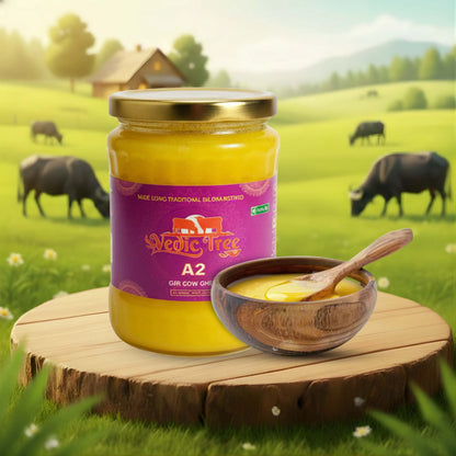 Vedic Tree Pure A2 Gir Cow Ghee (500 ml, Pack of 1) Traditional Bilona Method  Curd-Based Desi Ghee for Cooking & Ayurveda