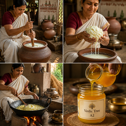 Vedic Tree Pure A2 Gir Cow Ghee Pack Of 1 & 2 | Traditional Bilona Method Curd-Based Desi Ghee for Cooking & Ayurveda