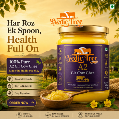 Vedic Tree Pure A2 Gir Cow Ghee 500ML| Traditional Bilona Method