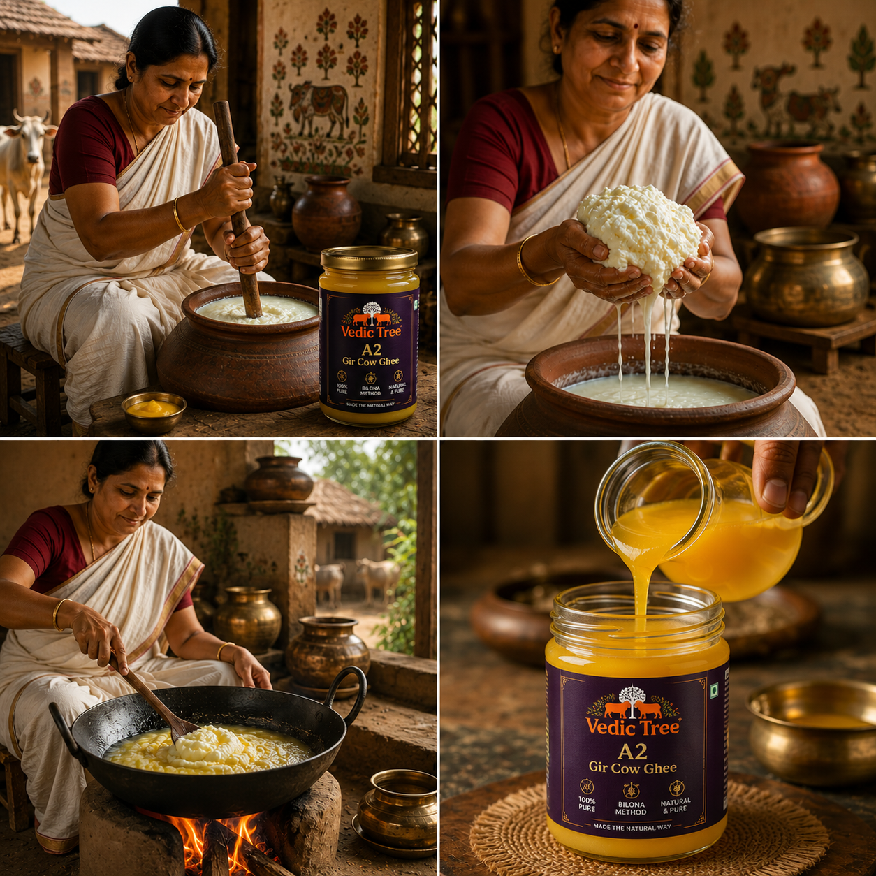 Vedic Tree Pure A2 Gir Cow Ghee 500ML| Traditional Bilona Method