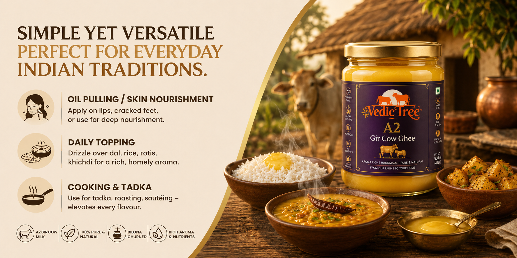 Vedic Tree A2 Gir Cow Ghee Benefits