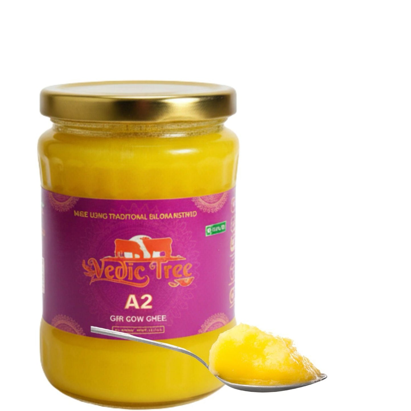 Vedic Tree Pure A2 Gir Cow Ghee (500 ml, Pack of 3) Traditional Bilona Method Curd-Based Desi Ghee for Cooking & Ayurveda( Approved by Food Safety and Standards Authority of India)